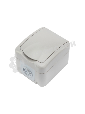 Розетка одноместная Kranz Mini OG IP54, с заземлением, о/у, серая