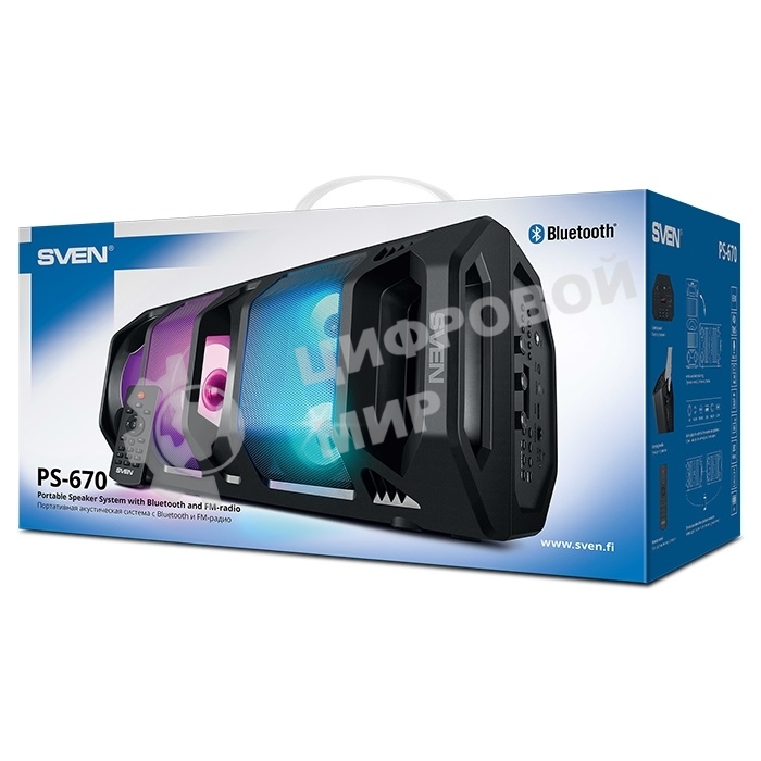 Мобильные колонки Sven PS-670 2.0 черные 2x32.5W Bluetooth