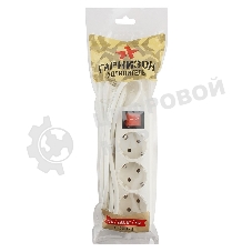 Сетевой фильтр Гарнизон EL-NB-G3-W-2, 3 евророзетки с выключателем и заземлением, допустимый ток 10А, длина 2м.