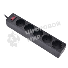 Сетевой фильтр Defender ES, 5.0 м, 5 розеток, черный