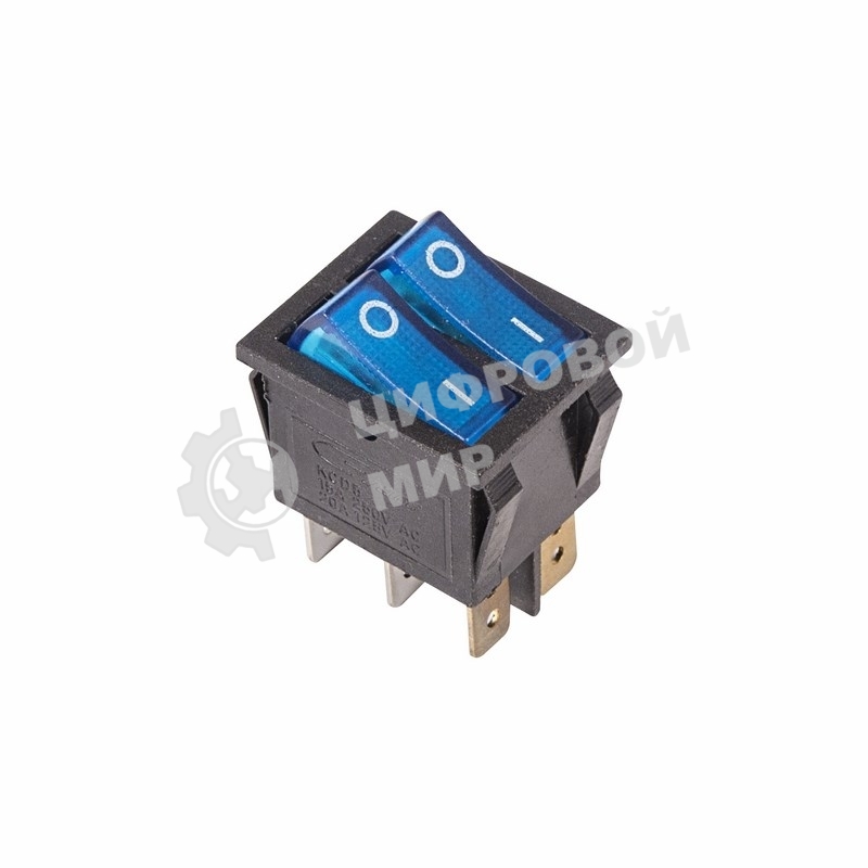 Выключатель клавишный Rexant 250V 15А (6с) ON-OFF синий с подсветкой двойной