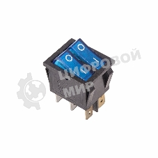 Выключатель клавишный Rexant 250V 15А (6с) ON-OFF синий с подсветкой двойной