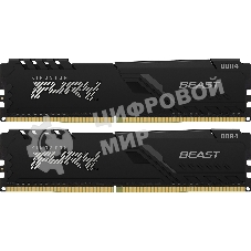 Оперативная память Kingston Fury Beast, DDR4, 16GB (2x8GB), 3600MHz, CL17, DIMM, с радиаторами, черный