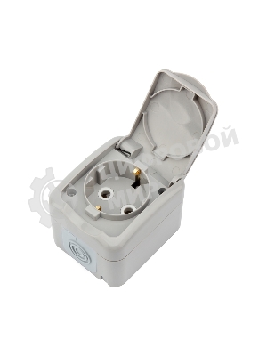 Розетка одноместная Kranz Mini OG IP54, с заземлением, о/у, серая