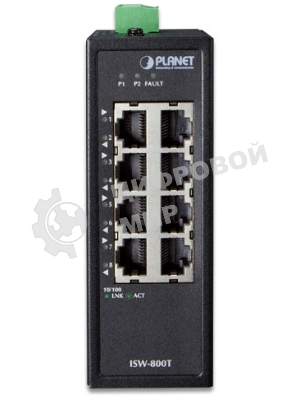 Коммутатор для монтажа в DIN рейку PLANET Technology ISW-800T IP30 Compact size 8-Port 10/100TX Fast Ethernet Switch (-40~75 degrees C)