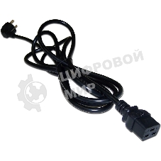 Шнур питания LANMASTER C19-Schuko угловая, 3х1.5, 220В, 16А, черный, 0.5 м.