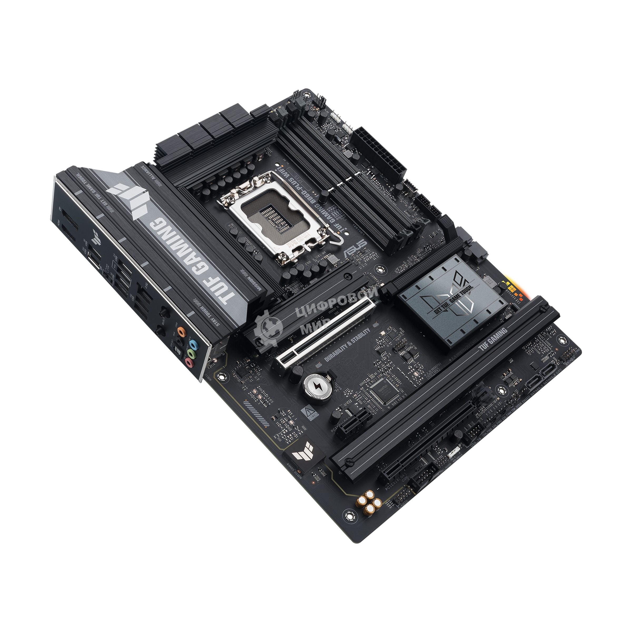 Материнская плата ASUS TUF GAMING B860-PLUS WIFI, LGA 1851, Intel B860, 4xDDR5, 4xSATA, 3xM.2, 1xPCIe 5.0 x16, 1xPCIe 4.0 x16, 1xDP, 1xHDMI, 1x 2.5Gb LAN, 1xUSB 20Gbps, 2xUSB 10Gbps, 3xUSB 5Gbps, 2xUSB 2.0, 5x3.5 мм, 7.1, ATX