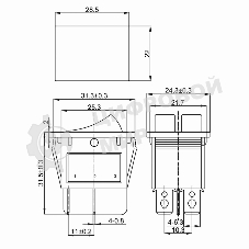 Выключатель клавишный Rexant 250V 15А (6с) ON-OFF синий с подсветкой двойной