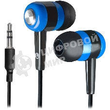 Проводные наушники Defender Basic 616 черный/синий, внутриканальные, Jack 3.5 мм
