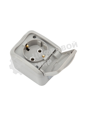 Розетка одноместная Kranz Mini OG IP54, с заземлением, о/у, серая