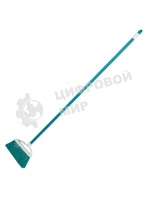Щетка Home Palisad пластмасс. для подмет. пола, премиум, 23 см, c черенком, 120 см, бирюз. щетина