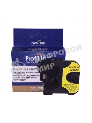 Картридж для принтеров Brother LC1100/LC980Y DCP -145C/165C/195С/375CW MFC-250C/290C/DCP-6690CW Yellow водн ProfiLine