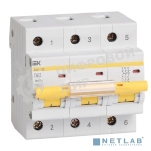 Выключатель автоматический IEK MVA40-3-032-D ВА47-100 3Р 32А 10кА х-ка D IEK