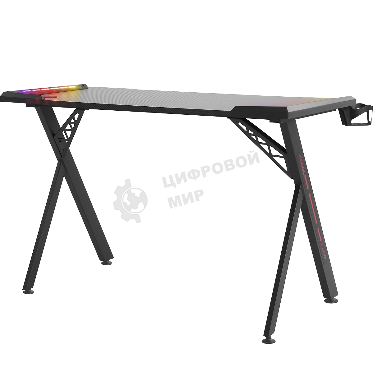 Стол игровой Defender Gamer RGb, подвес круж+гарн., черный, 120