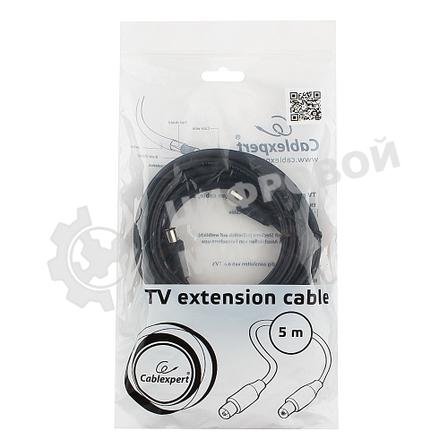Кабель телевизионный Cablexpert, CCV-515-5M, Coaxial M/F, 5м