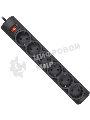 Сетевой фильтр Defender DFS 155/6 розеток/черный/5.0 м