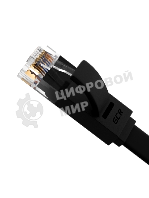 Патч-корд Greenconnect PROF плоский прямой 10.0m, UTP медь cat.6, черный, позолоченные контакты, 30 AWG, GCR-LNC616-10.0m, ethernet high speed 10 Гбит/с, RJ45, T568B