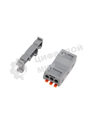 Клемма соединительная Rexant многоразовая проходная 3-полюсная, с креплением на DIN-рейку (0,08-4 мм²) серая (50 шт./уп.)