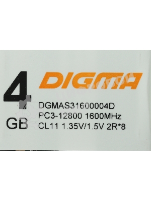 Оперативная память Digma, DDR3, 4GB (1x4 GB), 1600 MHz, CL11, SO-DIMM