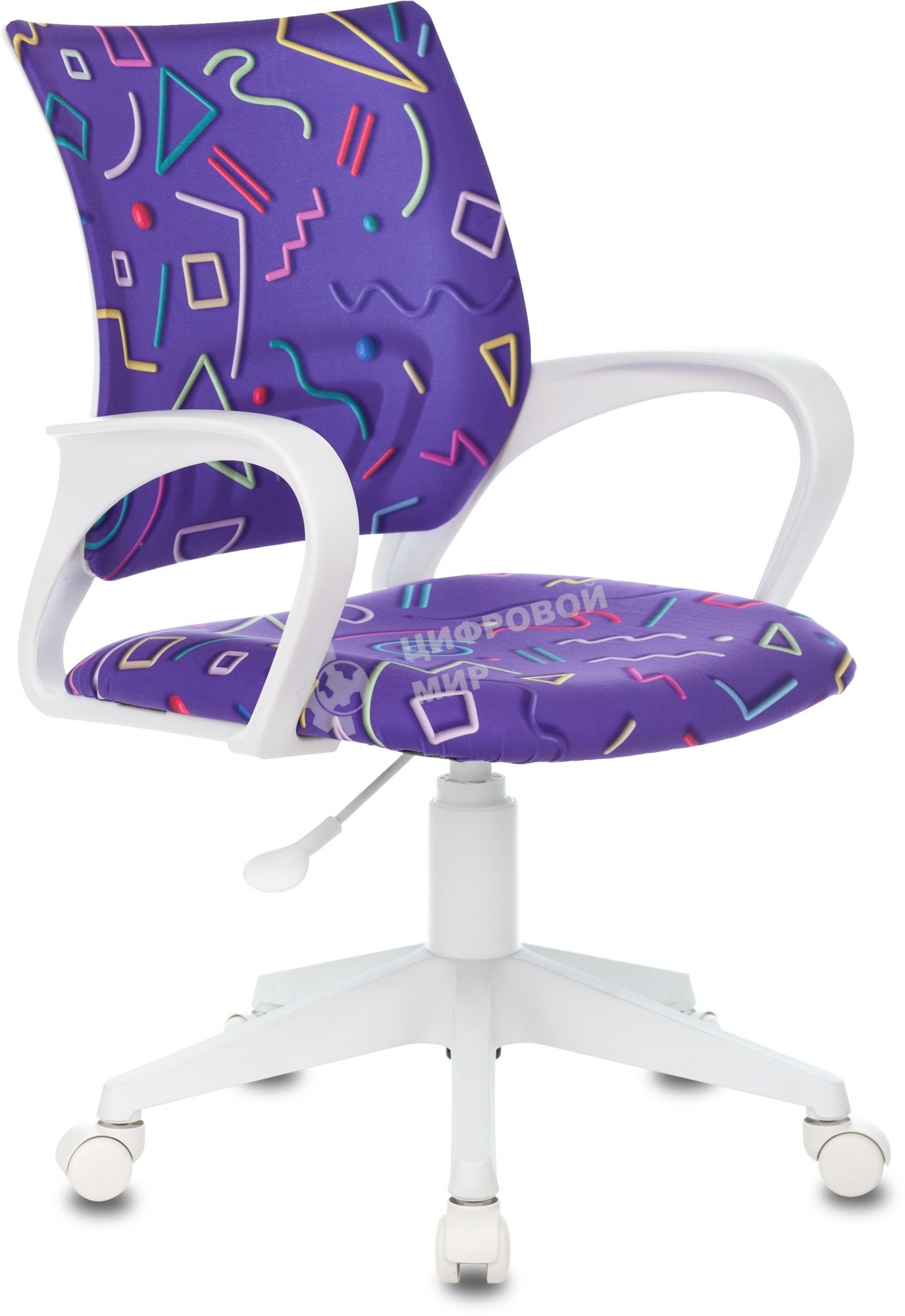 Кресло детское Бюрократ BuroKIDS 1 W Sticks 08 фиолетовый, крестов. пластик, пластик белый