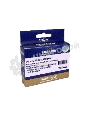 Картридж для принтеров Brother LC1100/LC980Y DCP -145C/165C/195С/375CW MFC-250C/290C/DCP-6690CW Yellow водн ProfiLine