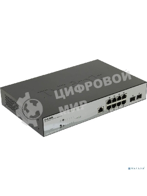 Коммутатор D-Link DGS-1210-10P/ME/B1A Управляемый 2 уровня с 8 портами 10/100/1000Base-T с поддержкой PoE и 2 портами 1000Base-X SFP