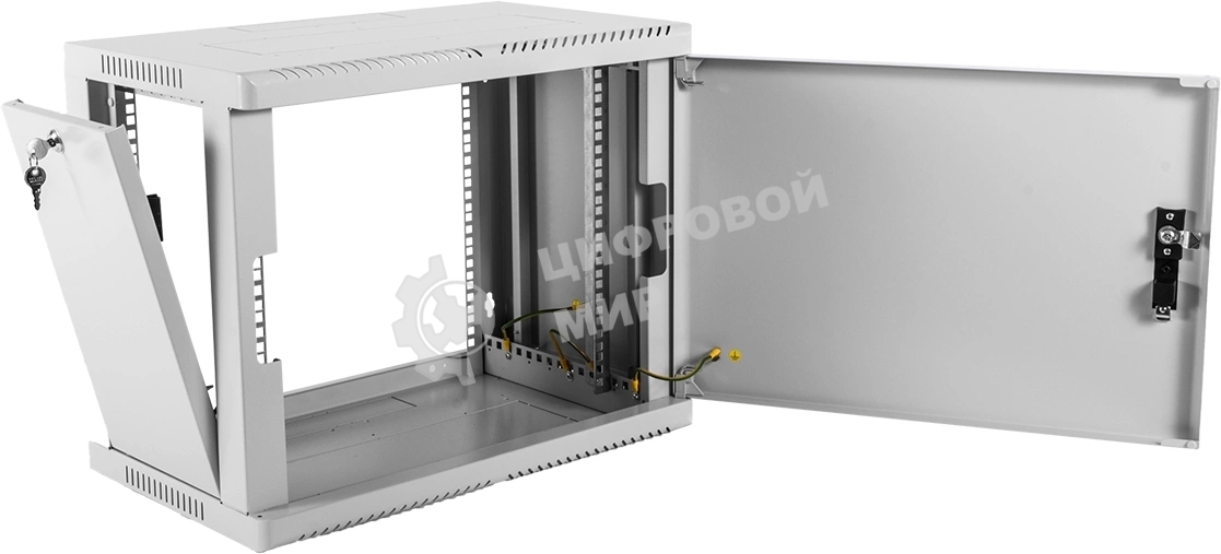 Шкаф коммутационный ЦМО (ШРН-9.350.1) настенный 9U 600x350 мм пер. дв. стал. лист 200 кг серый 300 мм 180 град.