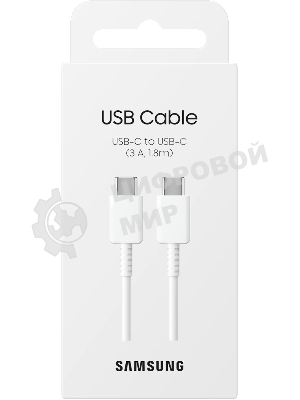 Кабель Samsung EP-DX310, USB Type-C (m) - USB Type-C (m), 1.8м, 3A, белый (EP-DX310JWEGEU)