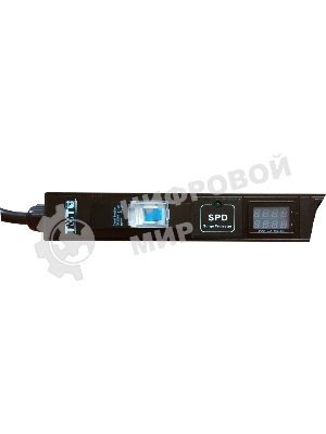 Вертикальный блок розеток, 20xC19, 250V, 32A, A/V-метр, шнур 3 метра, вилка IEC309