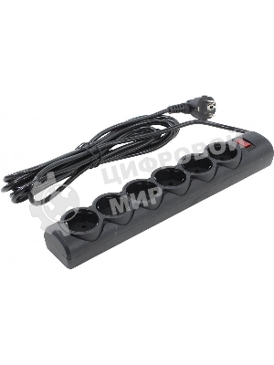 Сетевой фильтр Defender DFS 155/6 розеток/черный/5.0 м