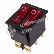 Выключатель клавишный Rexant 250V 15А (6с) ON-OFF красный с подсветкой двойной