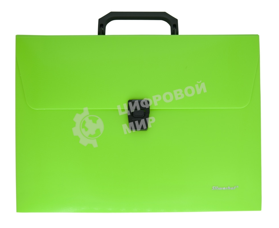 Папка-портфель Silwerhof 322715-01 1 отделение, A4, пластик, зеленый неон