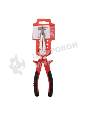 Тонкогубцы изогнутые Rexant 200 мм никелированные, двухкомпонентные рукоятки