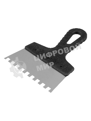 Шпатель из нержавеющей стали Сибртех 150 мм, зуб 8х8 мм, пластмассовая рукоятка