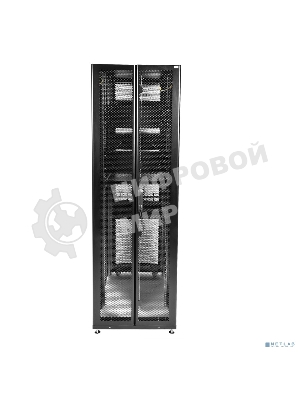 Шкаф серверный ПРОФ напольный 42U (600x1200) дверь перфор., задние двойные перфор., черный, в сборе (ШТК-СП-42.6.12-48АА-9005) (1 коробка)
