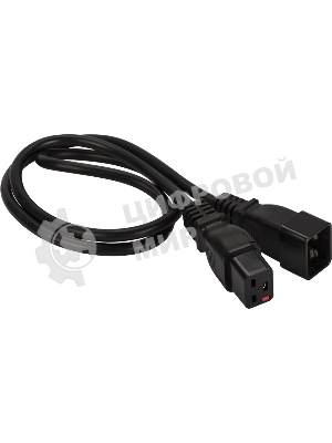 Шнур питания Lanmaster с блокировкой C19-C20, 3х1.5, 220В, 16А, черный, 1 метр