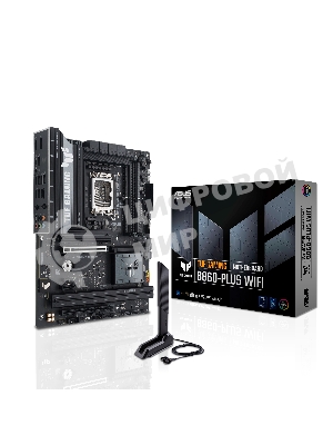 Материнская плата ASUS TUF GAMING B860-PLUS WIFI, LGA 1851, Intel B860, 4xDDR5, 4xSATA, 3xM.2, 1xPCIe 5.0 x16, 1xPCIe 4.0 x16, 1xDP, 1xHDMI, 1x 2.5Gb LAN, 1xUSB 20Gbps, 2xUSB 10Gbps, 3xUSB 5Gbps, 2xUSB 2.0, 5x3.5 мм, 7.1, ATX