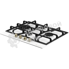 Варочная поверхность Kuppersberg FS 610 W Bronze, газ, Classic, 61 см, автоматический электроподжиг, газ-контроль, SABAF конфорки, чугунные решетки, цвет белый, цвет фурнитуры бронзовый