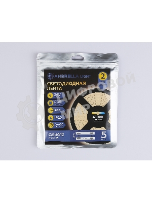 Светодиодная лента Ambrella light GS4612 COB 400Led/10W m/ 24V IP20 4500K/ 5m*5mm*2.1mm (2 конт.)