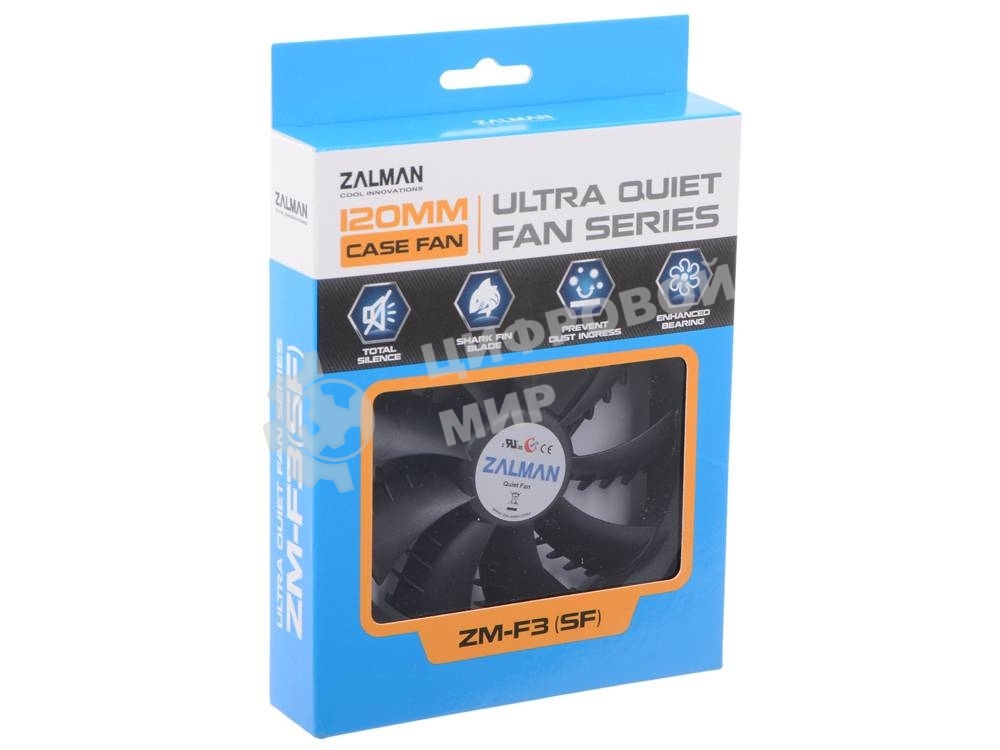 Вентилятор для корпуса Zalman ZM-F3 PLUS (SF) черный, 120 мм, 1200 об/мин, 23 дБ, 3 pin