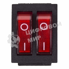 Выключатель клавишный Rexant 250V 15А (6с) ON-OFF красный с подсветкой двойной