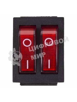 Выключатель клавишный Rexant 250V 15А (6с) ON-OFF красный с подсветкой двойной