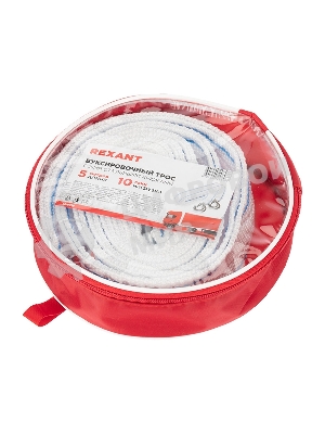 Трос буксировочный Rexant 10 т, 5 м, с двумя крюками, в чехле