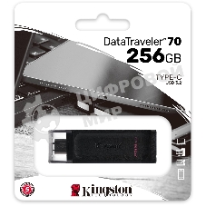 Флешка USB Kingston DataTraveler DT70 (DT70/256Gb), 256Gb, USB Type-C 3.2, R/W 70/45, черный