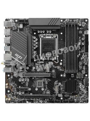 Материнская плата MSI PRO B760M-A WIFI, LGA 1700, Intel B760, 4xDDR5, 4xSATA, 2xM.2, 1xPCI-E 4.0 x16, 1xPCI-E 4.0 x4, 2xHDMI, 2xDP, 1x2.5Gb LAN, 2xUSB-A 2.0, 2xUSB 3.2 Gen 1, 2xUSB 3.2 Gen 2, 3x3.5 мм, 7.1, Micro-ATX