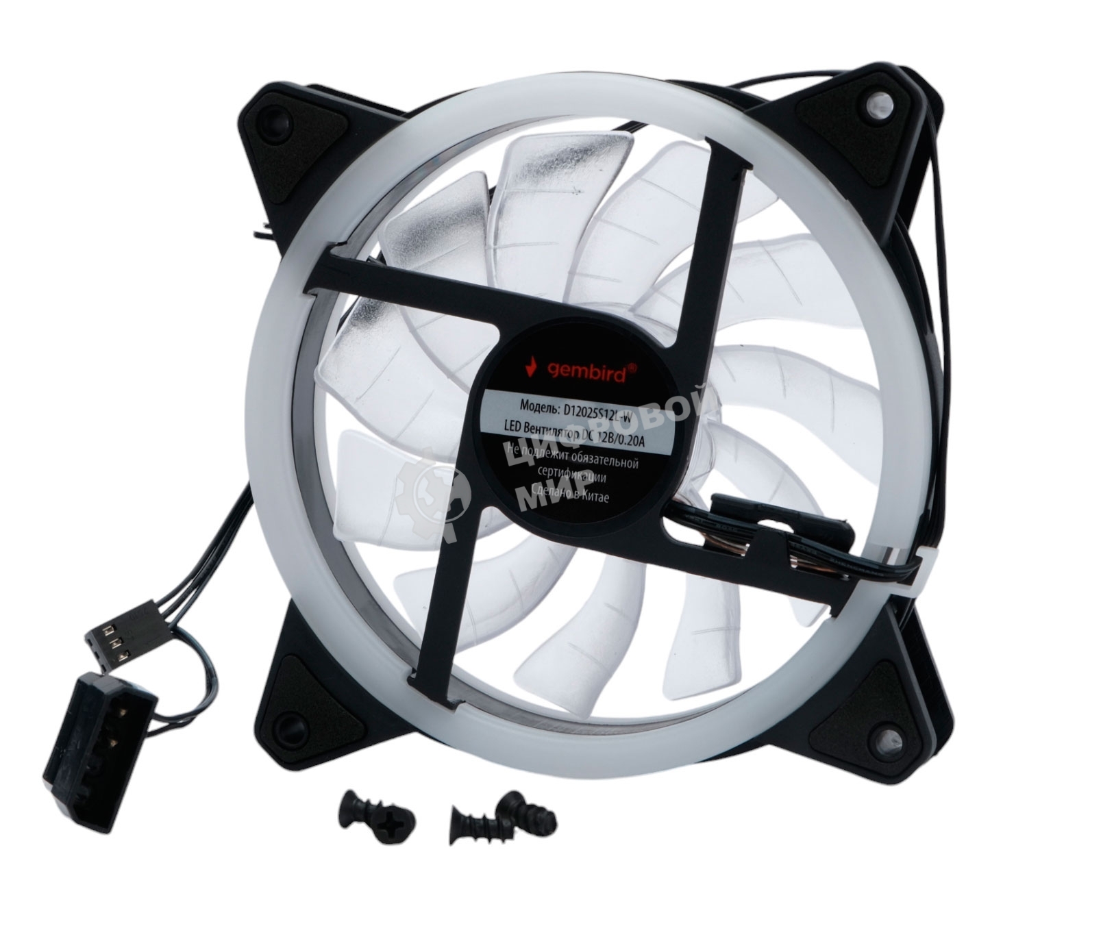 Вентилятор для корпуса Gembird черный, 120 мм, 1200 об/мин, 20.5 дБ, 3 pin