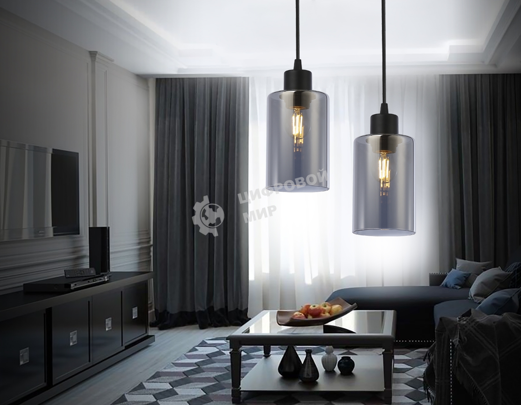 Светильник Ambrella light TR3695 BK/SM черный/дымчатый E27 max 40W D100*1000