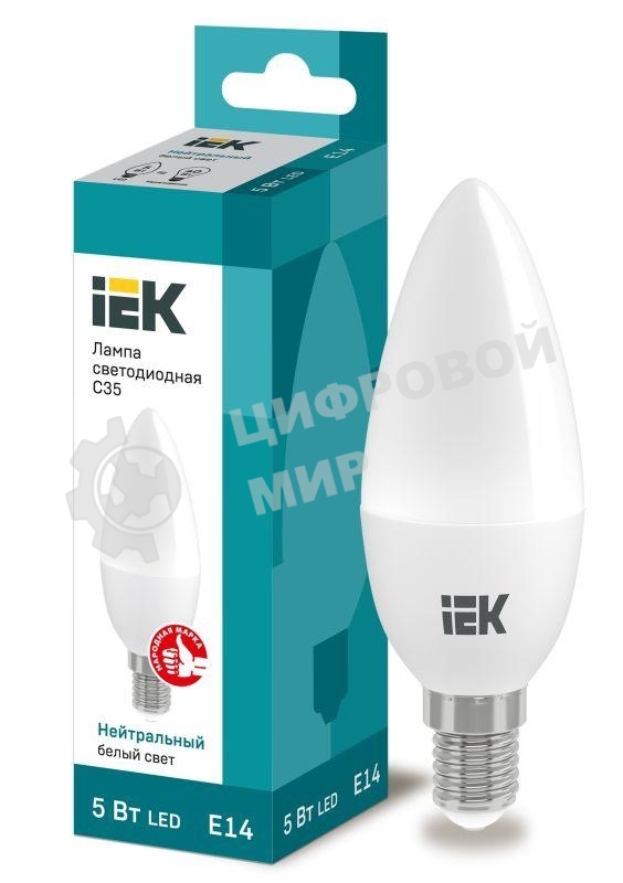 Лампа cветодиодная IEK LLE-C35-5-230-40-E14 ECO C35 свеча 5Вт 230В 4000К E14