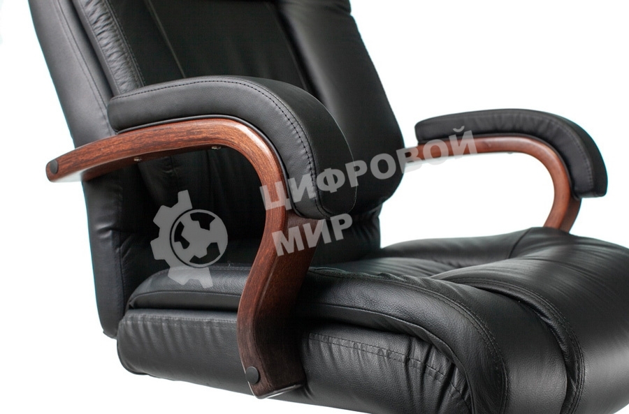 Кресло руководителя Бюрократ T-9925WALNUT/BLACK черный, кожа, крестовина дерево