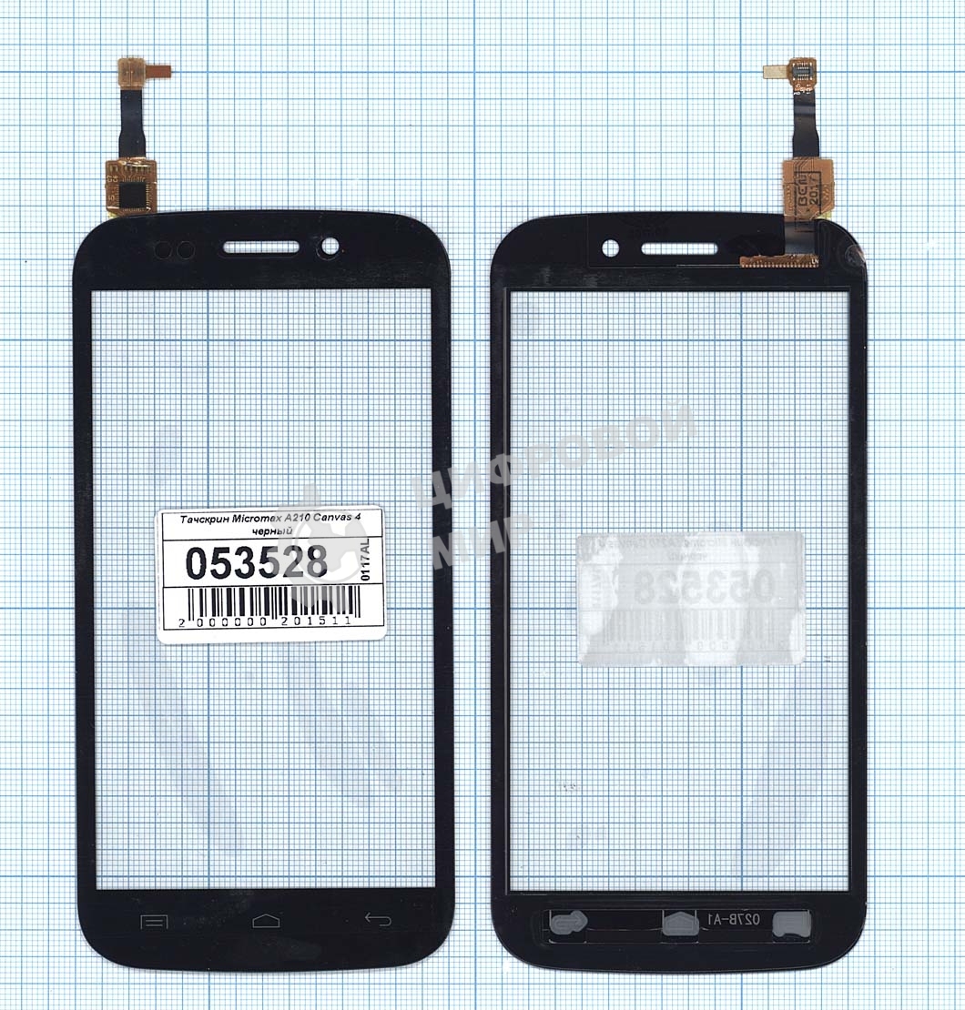 Сенсорное стекло (тачскрин) для Micromax A210 Canvas 4, черное
